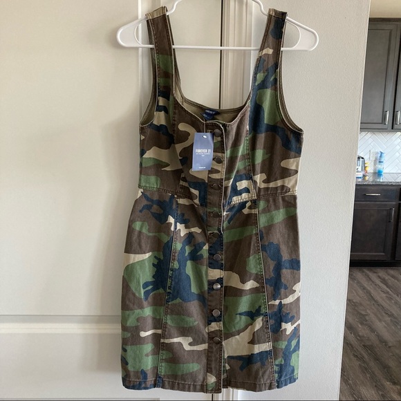 NWT Forever 21 Camo Woven Dress - Picture 4 of 5